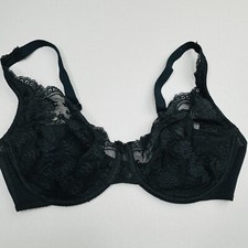Vintage Lilyette Bra 36D Black Lace Unlined Cup Underwire 830