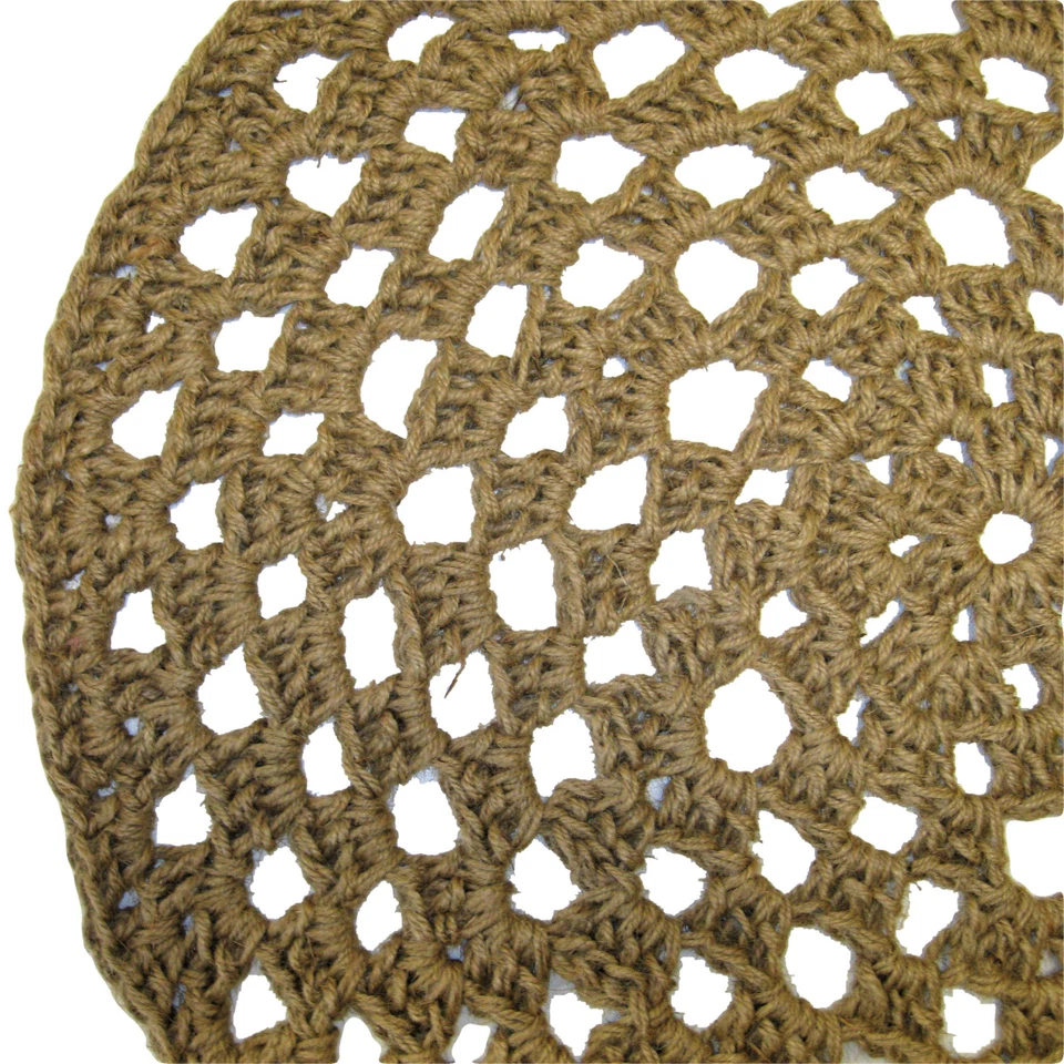 Alfombra redonda de yute - Hecha en EE. UU. con fibra natural - Ganchillo hecho a mano Foto 3 de 4