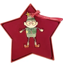 NEW Tipperary Crystal ELF Enameled Ornament Bejeweled Red Silver Tone 4x3"