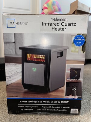 Mainstays 1500W 4-Element Infrared Quartz Heater NEW