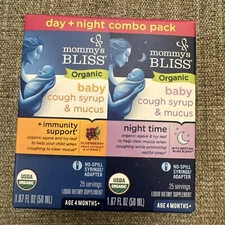 Mommy's Bliss Organic Baby Cough Syrup & Mucus Day & Night Combo Pack, Exp 12/25