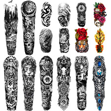 Extra Large Waterproof Temporary Tattoos 8 Sheets Full Arm Fake Tattoos and 8 Sh