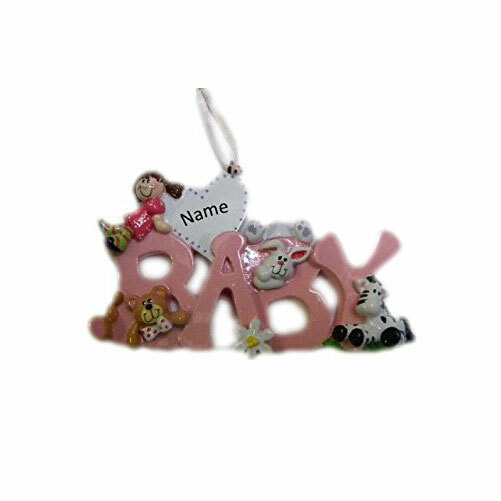 Baby Word Pink Personalized Christmas Tree Ornament