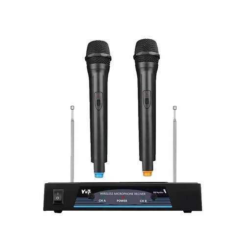 VHF Dual Wireless Microphone System 2 Hand Mike Cordless Radio