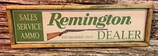 Rustic Style Remington Gun Hunting Wooden Sign Man Cave Framed - 10"x36"