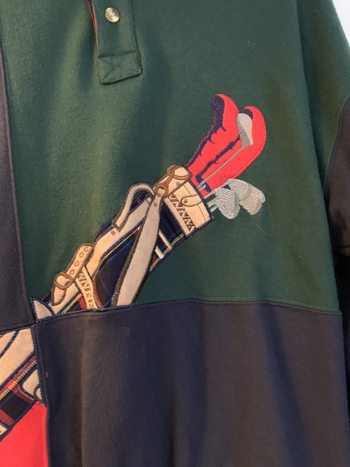 Slazenger VINTAGE verde y azul rojo bolsa de golf diseño sudadera para hombre LG Foto 3 de 4
