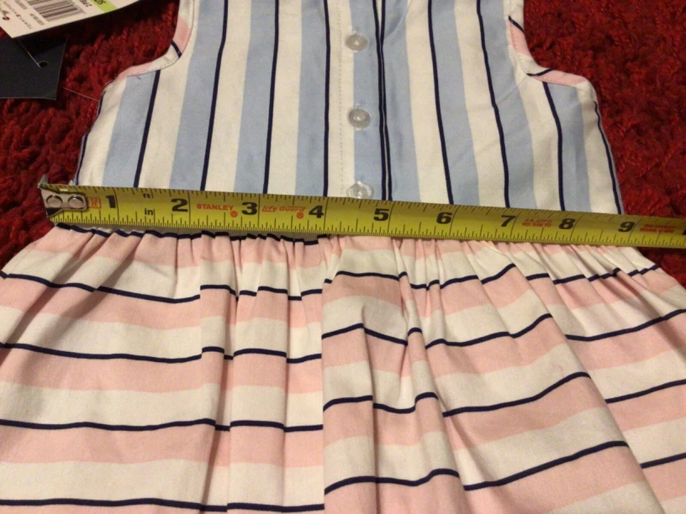 Tommy Hilfiger Vestido Ocasión Especial Rosa y Azul Rayas Conjunto de 2 Piezas 3/6 M Precio de venta sugerido por el fabricante $50 Foto 4 de 4