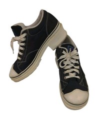 Vintage Sketchers 90's Heartbeat Softy Black Canvas Platform Heeled Women's 10