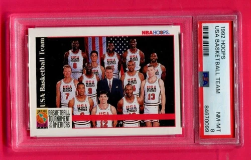 MICHAEL JORDAN CHICAGO BULLS 1992 HOOPS USA BASKETBALL TEAM CARD PSA 8