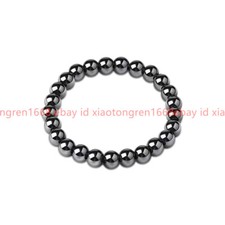 Pretty New Black 6/8mm Hematite Gems Round Beads Stretch Energy Bracelet 7.5in