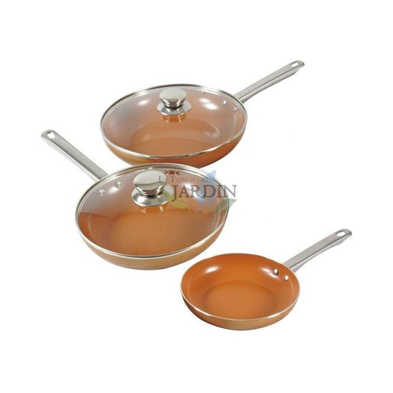 Set De Sartenes De Cobre 20Cm, 24Cm Y 28Cm