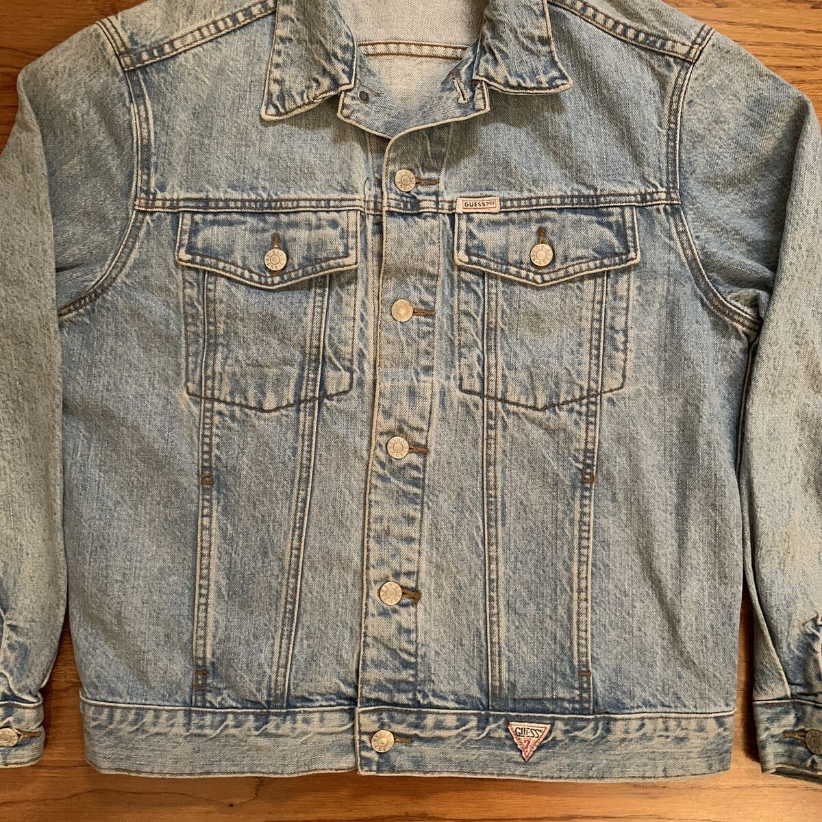 Vtg Guess Mens Jean Jacket Made In USA Georges Marciano Blue Vtg Guess Mens Jean Jacket Made In USA Georges Marciano Blue