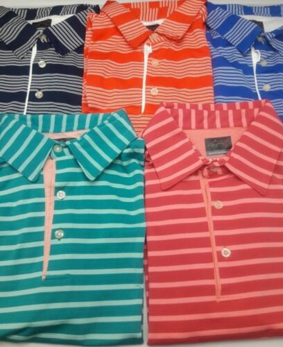 Men's Greg Norman ML75 Striped PlayDry Golf Polo Shirt S,M,L,XL,2XL - Picture 1 of 6