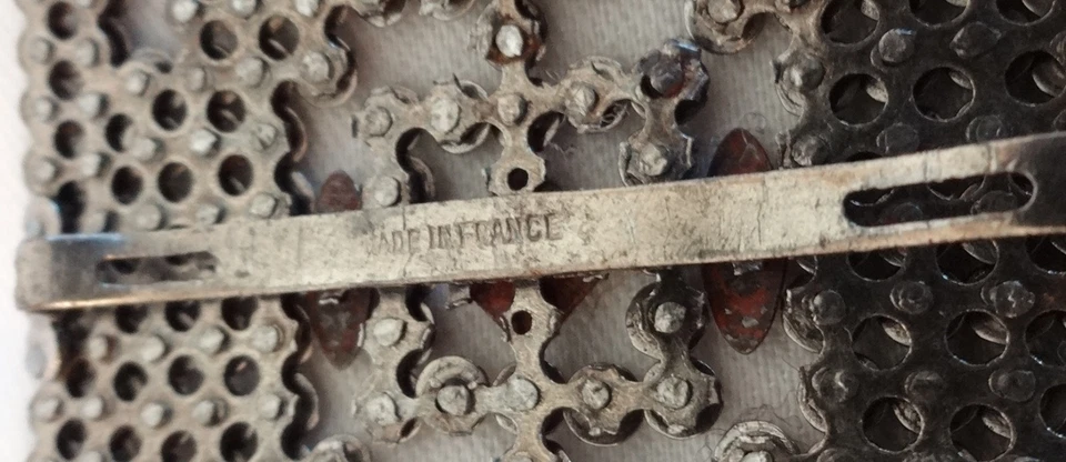 Винтажный антикварный викторианский набор клипс для обуви в стиле ар-деко с надписью FRANCE со стальной огранкой - Изображение 2 из 4