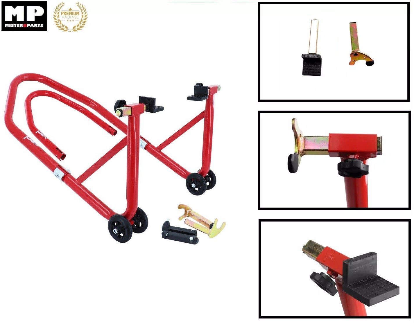 Béquille d'atelier moto MP lève-roue avant et arrière universel noir
