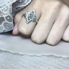 Size 8.75 Vintage Sterling Silver Ring Band Filigree Design