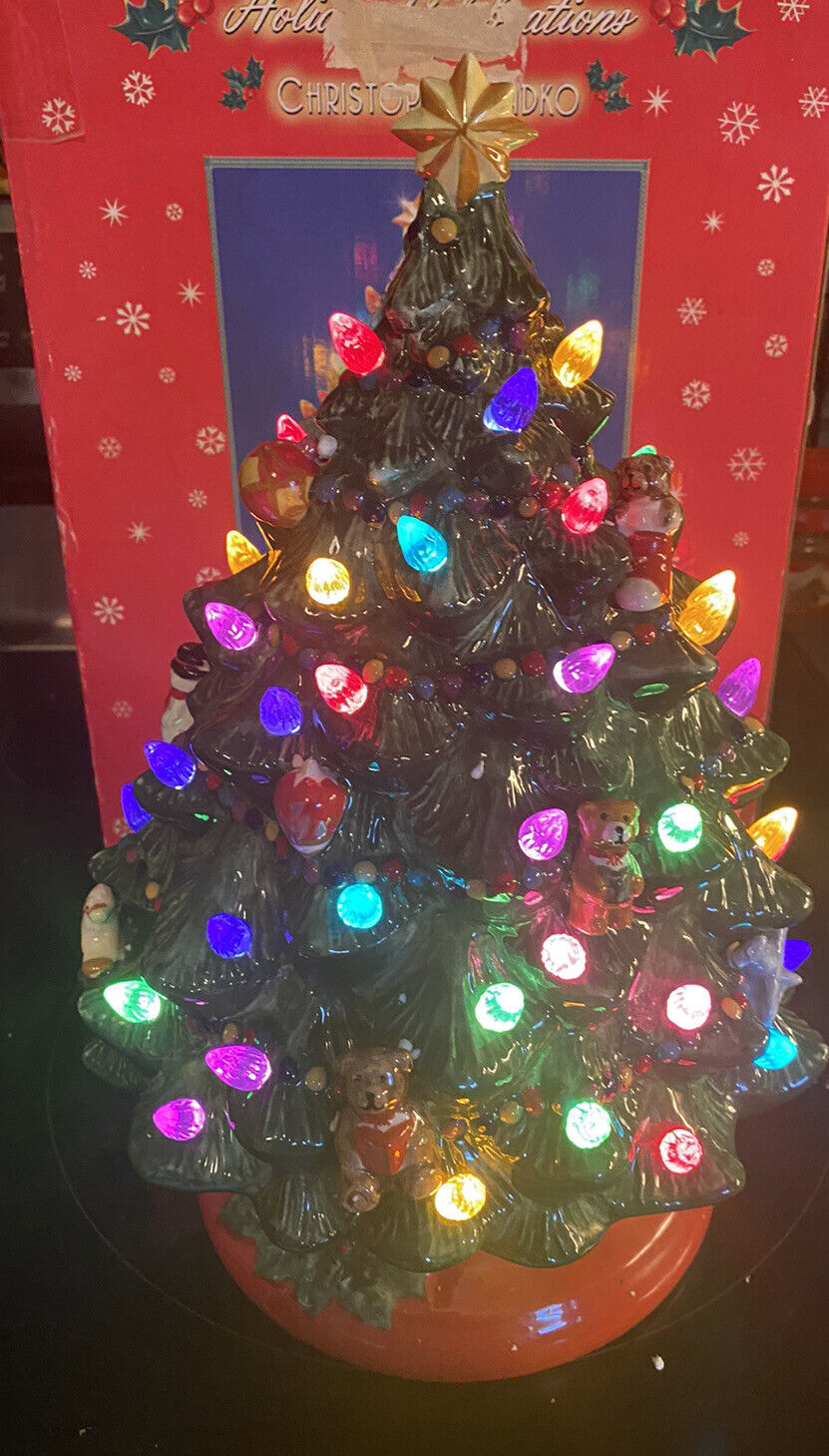 Christopher Radko Holiday Celebrations Lighted Christmas Tree Missing 1  Light