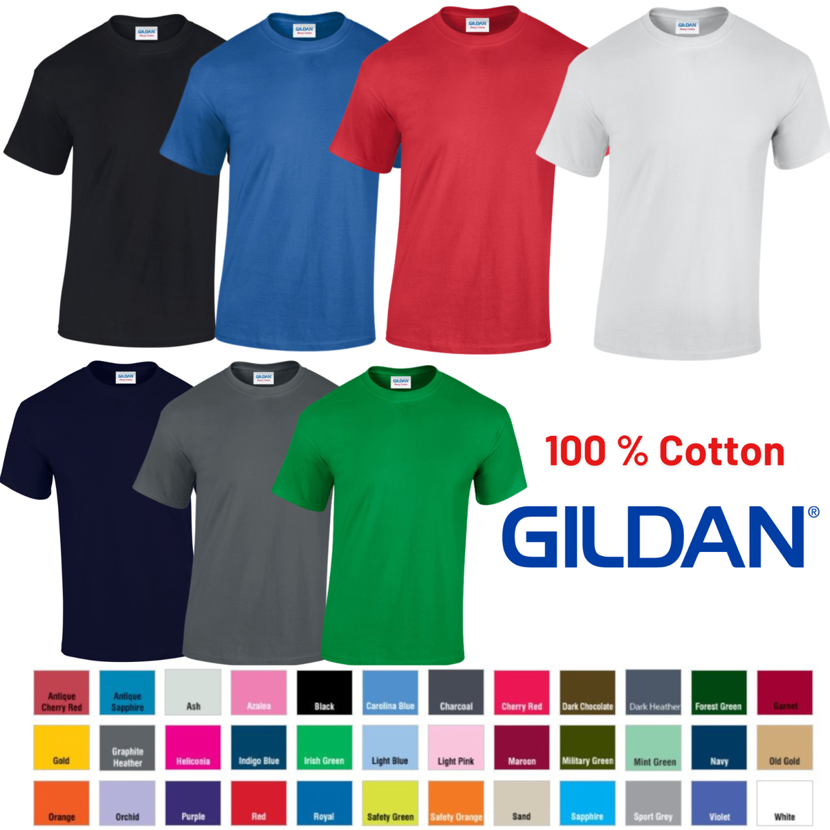 Gildan Maglietta Uomo Heavy Cotton: Basic, Resistente E Morbida, Colori Disponibili