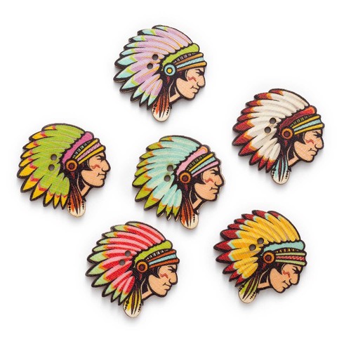 30pcs Indian Theme Wood buttons for Sewing Scrapbook Handmade Crafts Decor - Picture 4 of 14