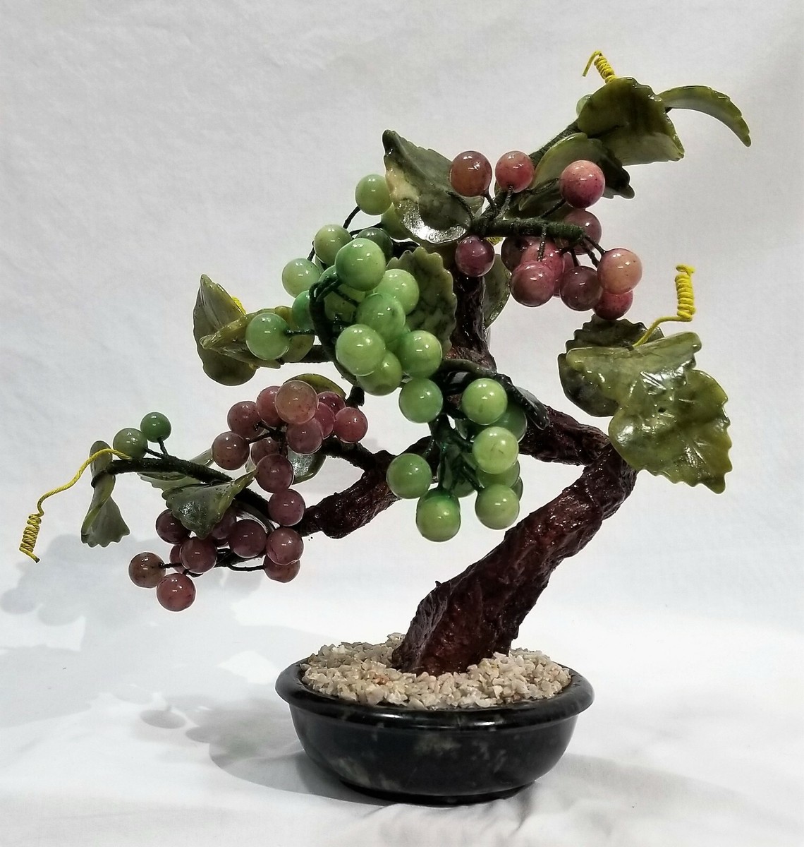 VINTAGE JADE ASIAN BONSAI GRAPE LEAF TREE 9" tall, beautiful craftsmanship  | eBay