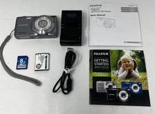 Fujifilm FinePix JZ250 16.0MP Digital Camera Silver Charger  8GB SD Card