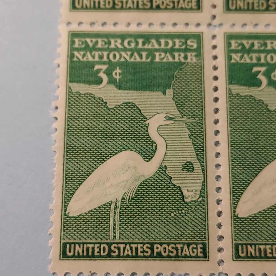 Stamps-4 stamp block of 3 cent stamps-Everglades-1947-Scott #952 - Image 2 of 3