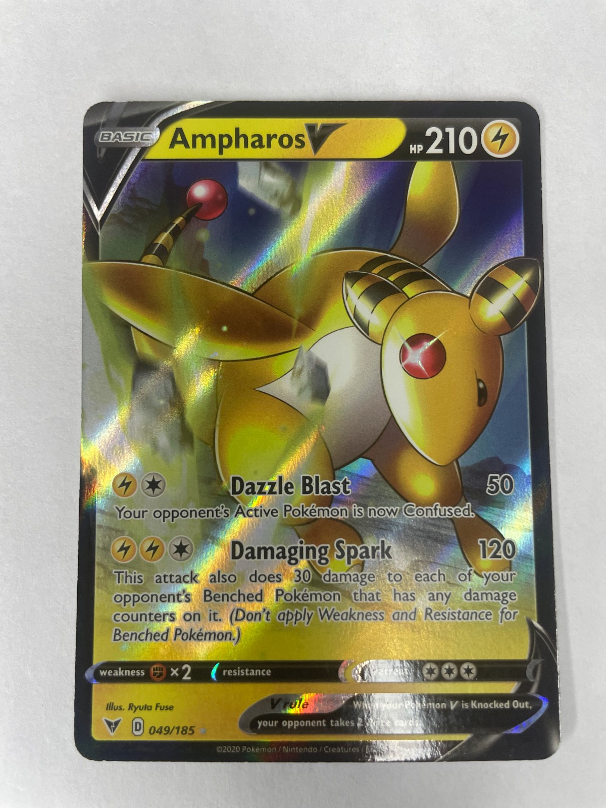 Ampharos V 049/185 Swsh04: Vivid Voltage Holo NM FREE SHIPPING