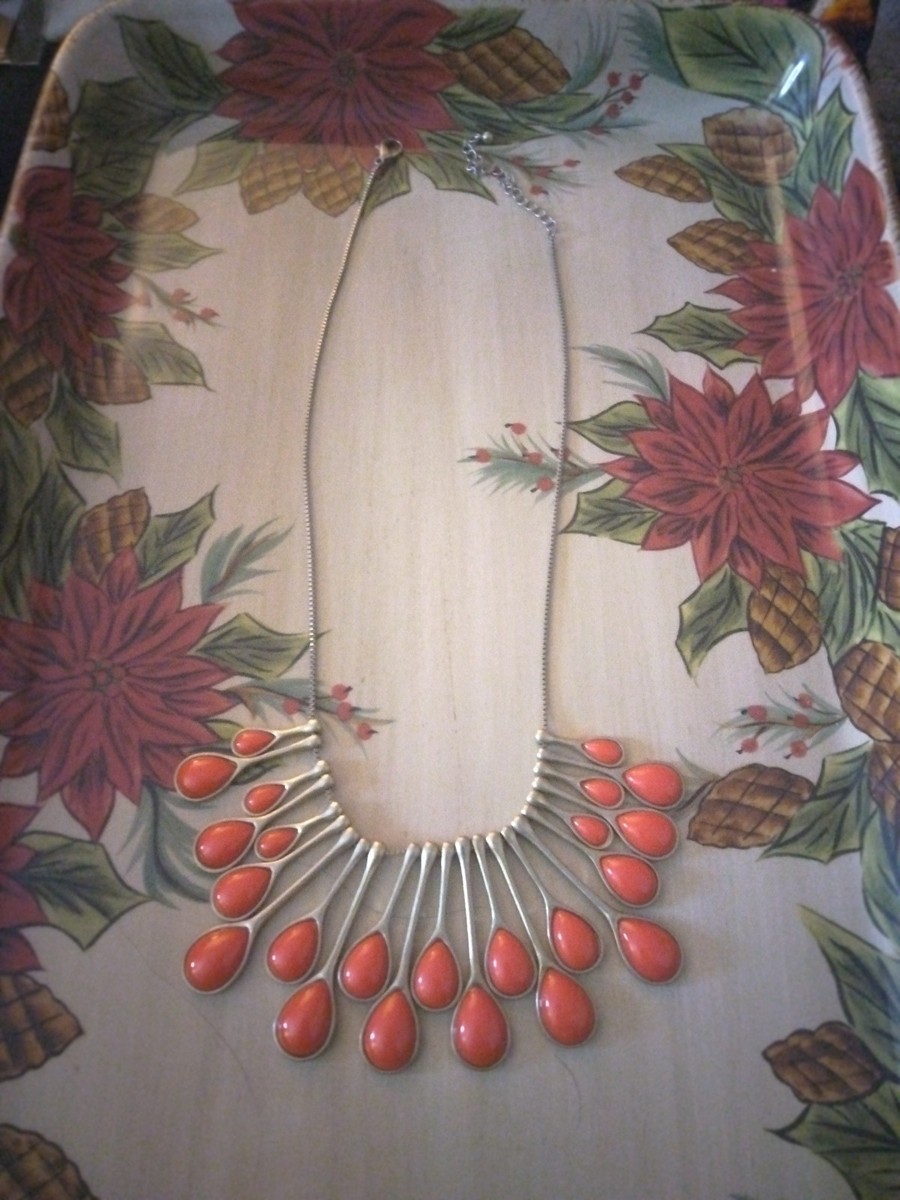 Vintage Retro Red Spoons Necklace