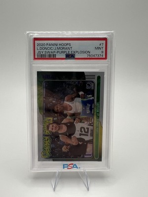 Ja Morant Luka Doncic 2020 Panini Hoops Jersey Swap Purple Explosion SP #7 PSA 9