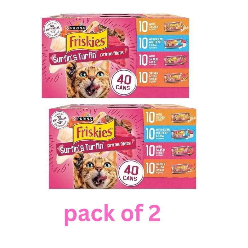 2 Pack Purina Friskies Gravy Wet Cat Food Variety Pack, Surfin’ Turfin’
