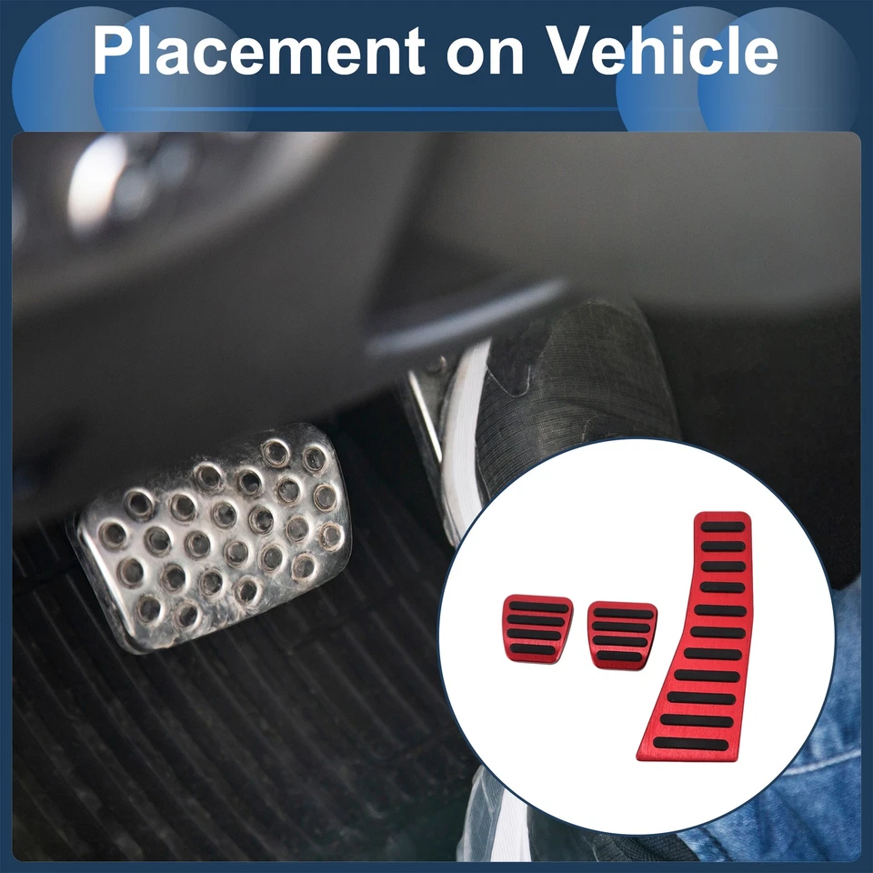 3 Pcs Manual Foot Accelerator Pedal Covers for Honda Civic 2006-2009 Red - Изображение 3 из 4