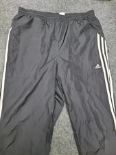 Adidas Pants Mens Large Black Climaproof 3 Stripes Track Zipper Pockets Mesh