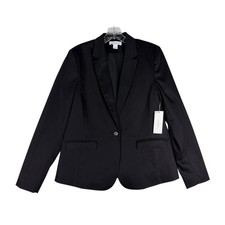 Liz Claiborne Womens Black Single Button Blazer Jacket Size 8 NWT 814-1925 0208