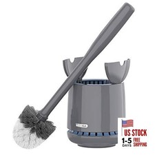 Toilet Bowl Brush and Holder, Premium Quality, with Solid Handle One Size Gray