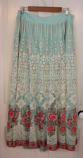 Soft Surroundings Analisa Embroidered Maxi Skirt Sz L Lace Sequin Elastic Waist