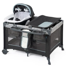 5 in 1 Multifunctional Pack and Play,Foldable Baby Crib with Bassinets,Changi...