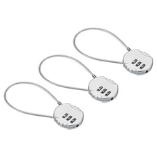 Small Combination Lock 7.8 Inch, 3 Pack 3 Digit Padlock for Locker, Silver Tone