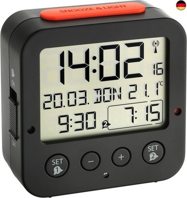 Bingo Funk-Wecker digital mit autom. Hintergrundbeleuchtung, 60.2528.01, Datum,