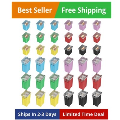 36 Pcs Jcase Box Shaped Fuse Assortment Kit (20A, 30A, 40A, 50A, 60A, 80A)