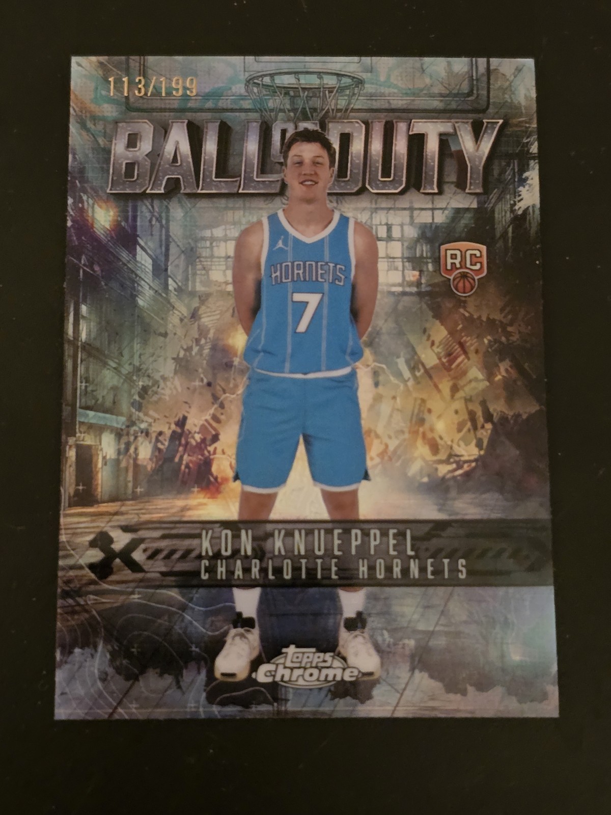 2025-26 Topps Chrome Kon Knueppel Ball Of Duty Aqua Refractor Rookie /199