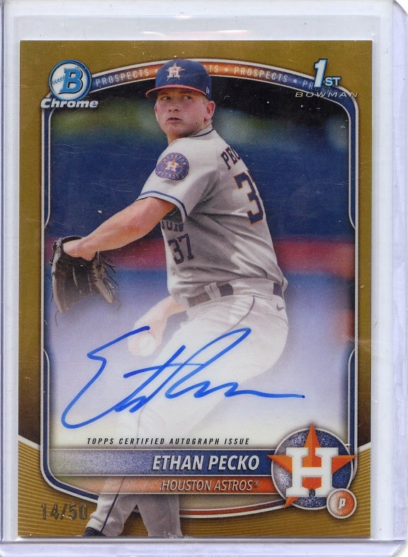2025 Bowman Chrome - Autographs Ethan Pecko #CPA-EPE Gold Refractor 14/50