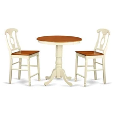 East West Furniture Eden 3-piece Wood Dining Table Set in Buttermilk and Cherry