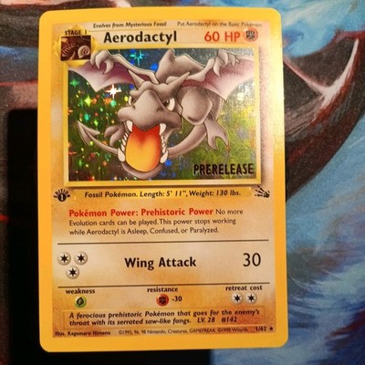 Aerodactyl Holo Fossil 1/62 First Edition Prerelease