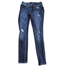 Time And Tru Skinny Jeans Womens 4 Blue Dark Wash Distressed Stretch Denim