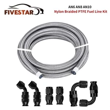 6/8/10AN Stainless steel Braided PTFE Fuel Line 10/20ft 6PCS Fittings Hose Kit