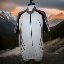 Crane Cycling Jersey ? Men's Large ? White/Grey/Black ? Full Zip ? Rear Pocket