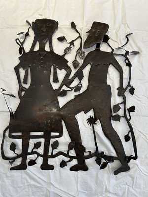 Haitian Artist Gabriel Bien-Aime Folk Art Metal Sculpture - Signed 33 1/2'' x 28''