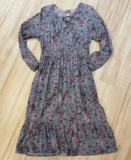 Knox Rose Boho Floral Dress Size L Long With Pockets Long Sleeve Lightweight