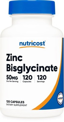 Nutricost Zinc Bisglycinate (50mg) 120 Vegan Capsules - GMO-Free, Gluten-Free