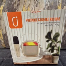 Portable Karaoke System D22, Speaker  Wireless Mic, Beige/Pink, 5 Light Modes